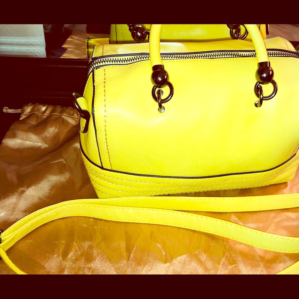 Neon Yellow crossbody w black hardware - small